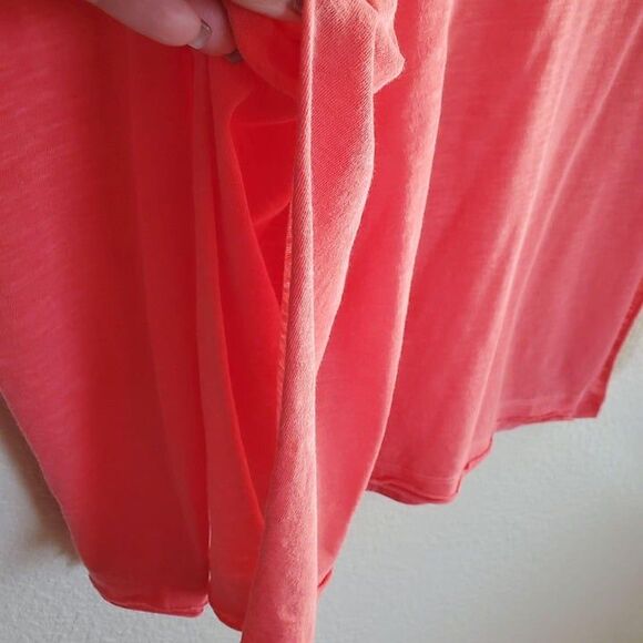 Free People Womens Top Coral XS Oversized Long Sleeve V-Neck Lightweight Shirt - Picture 4 of 8
